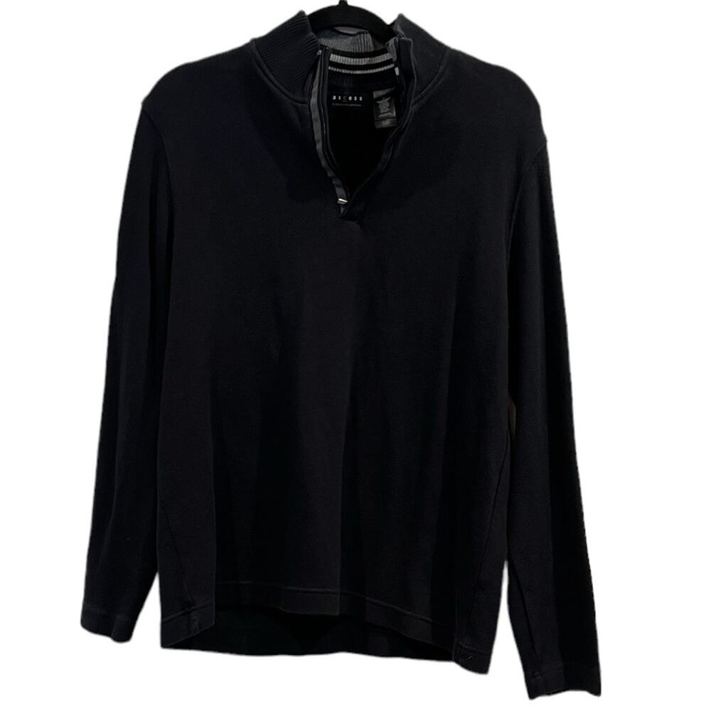 Axcess Sweater Mens Medium Black Knitted Long Sleeve High Neck 1/4 Zip Pullover